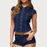 Contrast Stitch Button Up Denim Shirt