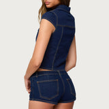 Contrast Stitch Button Up Denim Shirt