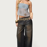 Astra Beaded Sheer Strapless Top