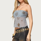 Astra Beaded Sheer Strapless Top