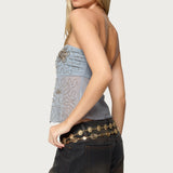 Astra Beaded Sheer Strapless Top