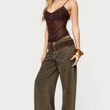 Azelia Beaded Sheer Mesh Top
