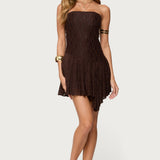 Elaia Asymmetric Strapless Lace Mini Dress