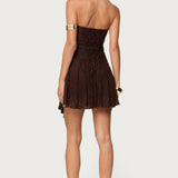 Elaia Asymmetric Strapless Lace Mini Dress