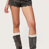 Zarina Studded Faux Suede Shorts