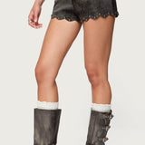 Zarina Studded Faux Suede Shorts