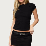 Oliana Ribbed Boat Neck T Shirt