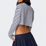 Stripey Cropped Long Sleeve T Shirt