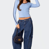 Contrast V Neck Long Sleeve T Shirt