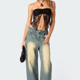 Twilight Sheer Lace Split Front Top