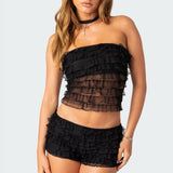 Julianna Sheer Ruffle Tube Top