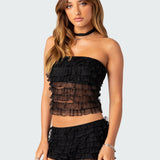 Julianna Sheer Ruffle Tube Top
