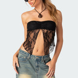 Twilight Sheer Lace Split Front Top