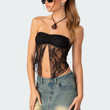 Twilight Sheer Lace Split Front Top