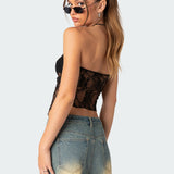 Twilight Sheer Lace Split Front Top