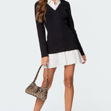 Two In One Collared Sweater Dress