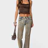 Tie Back Faux Suede Bustier Top