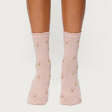 Embroidered Rose Socks
