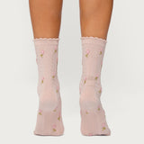 Embroidered Rose Socks