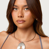 Abstract Pendant Cuff Necklace