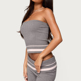 Kaliya Stripey Strapless Knit Top