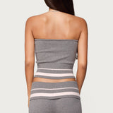 Kaliya Stripey Strapless Knit Top