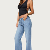 Layered Lacey Cowl Neck Halter Top