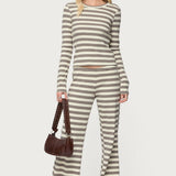 Avalie Striped Ribbed Long Sleeve T Shirt
