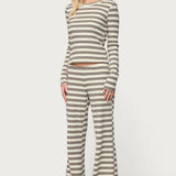 Avalie Striped Ribbed Long Sleeve T Shirt