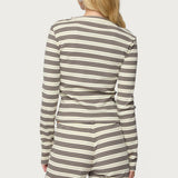 Avalie Striped Ribbed Long Sleeve T Shirt