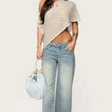 Loma Asymmetric Off Shoulder Knit Poncho