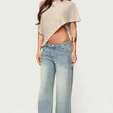 Loma Asymmetric Off Shoulder Knit Poncho