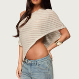 Loma Asymmetric Off Shoulder Knit Poncho