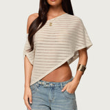 Loma Asymmetric Off Shoulder Knit Poncho