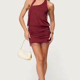 Danit One Shoulder Fringed Mini Dress