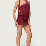 Danit One Shoulder Fringed Mini Dress