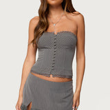 Mona Lacey Pinstripe Strapless Corset