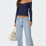 Nattie Off Shoulder V Neck Top