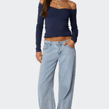 Nattie Off Shoulder V Neck Top