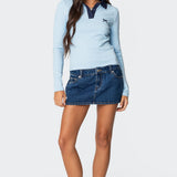 Contrast Bow Polo Top