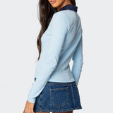 Contrast Bow Polo Top