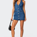 Destinee Denim Halter Mini Dress