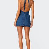 Destinee Denim Halter Mini Dress