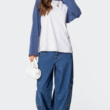 Oversized Raglan Long Sleeve T Shirt