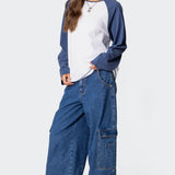 Oversized Raglan Long Sleeve T Shirt