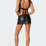 Frances Faux Leather Mini Skort