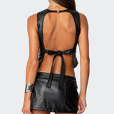 Frances Backless Faux Leather Top