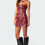 Sam Faux Leather Zip Corset