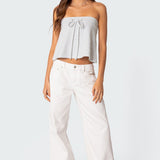 Caroline Tie Front Strapless Top