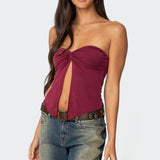 Twisted Split Front Tube Top